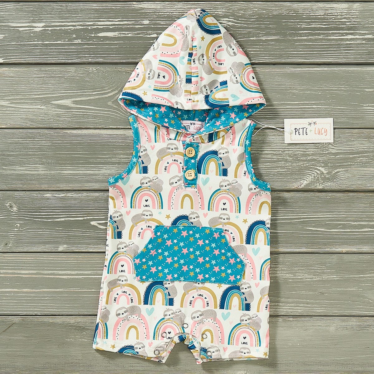 Rainbow Sloth Boys Romper