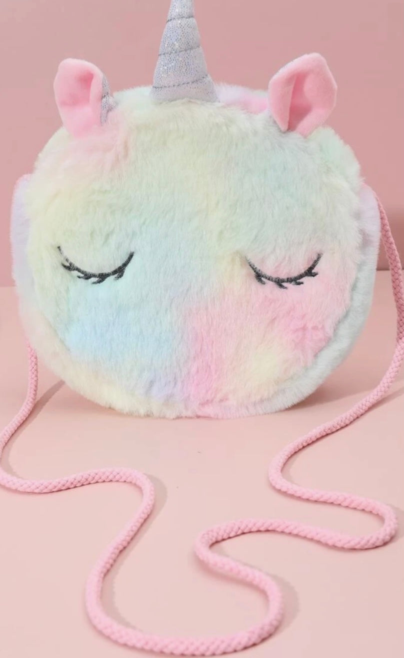 Unicorn Fuzzy Tie Dye Bag