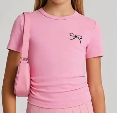 Summer Shirts Short Sleeve Ruched Pink