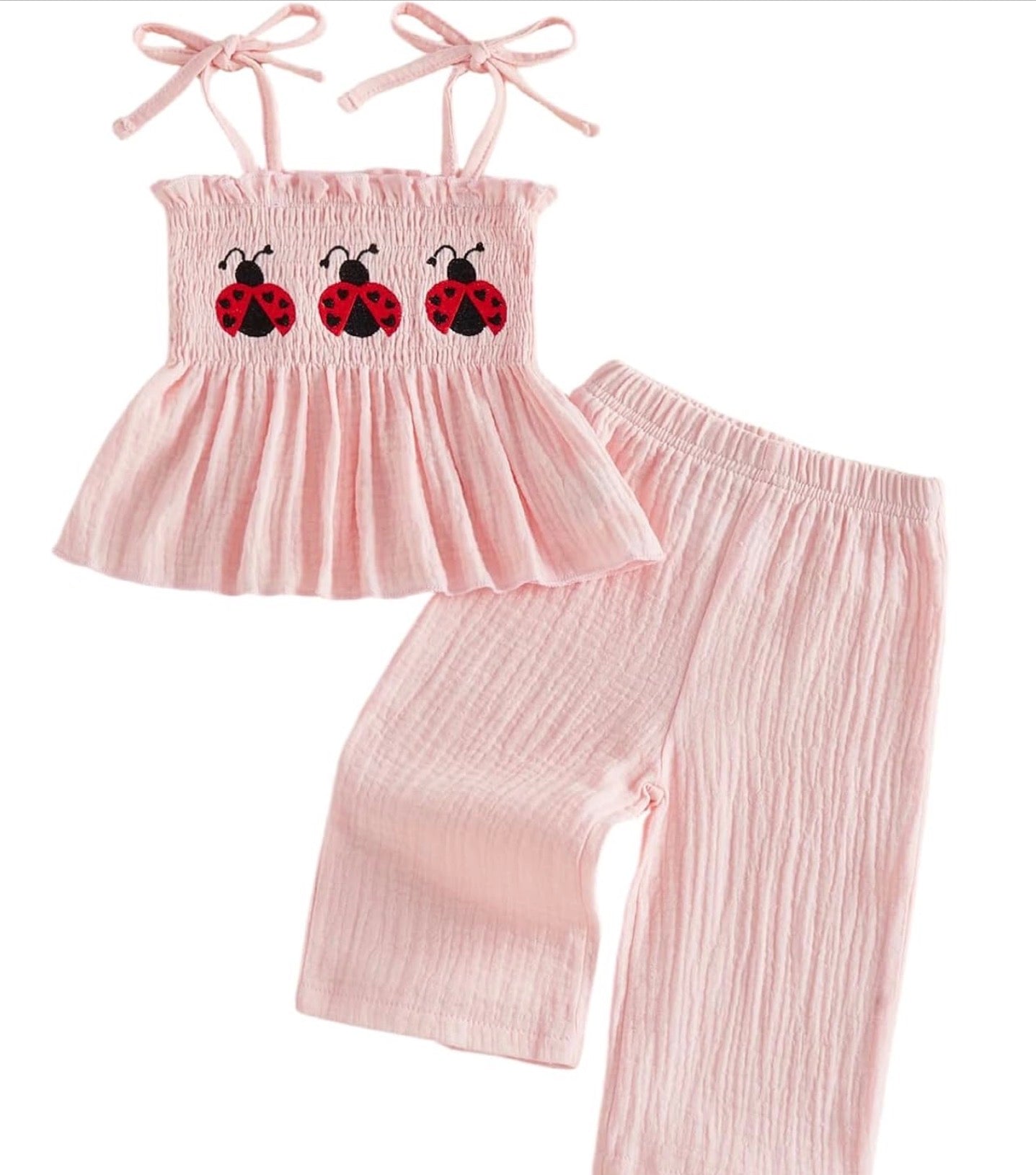 Sleeveles Smocked Top Pants set