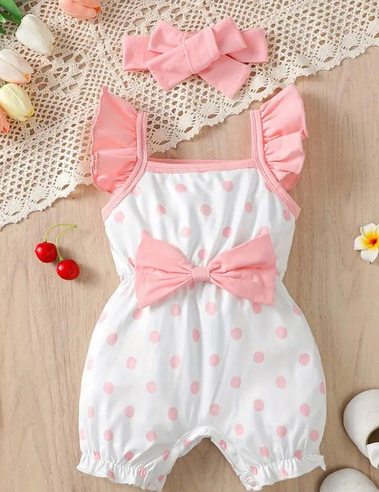 Polka Dot Bowknot Romper