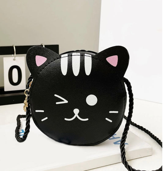 Kid's Mini Cat Shaped Crossbody Coin Purse, Fashionable And Cute