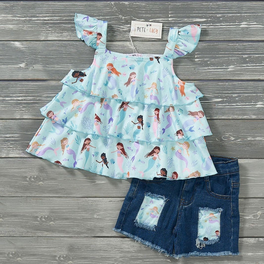 Mermaid Dream Denim Short Set