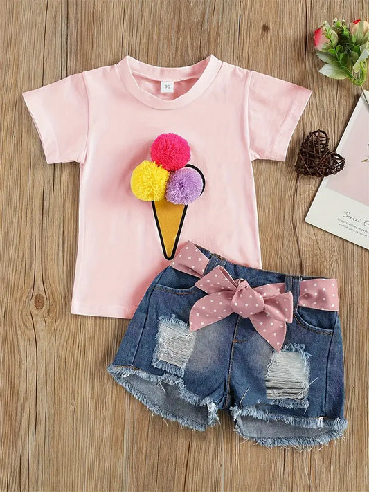 Ice Cream Pom Pom Shirt and Shorts