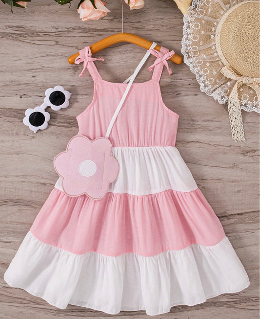 Pink & White Color Block Dress