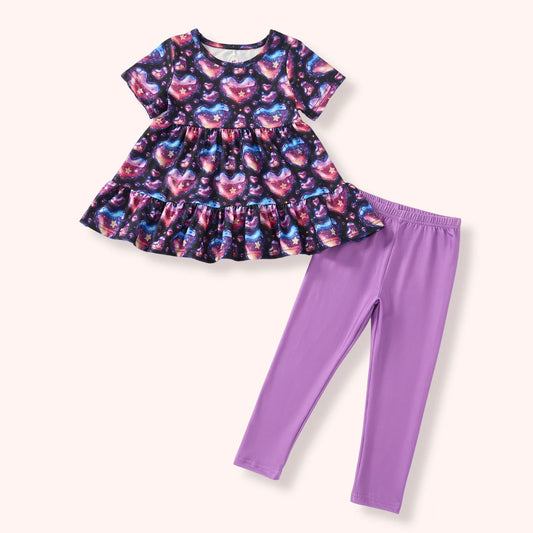 Holographic Heart Pant Set