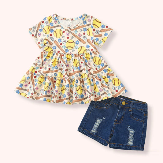 Softball Stitches Short Set