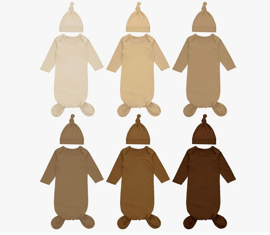 Knotted Baby Gowns with Hat