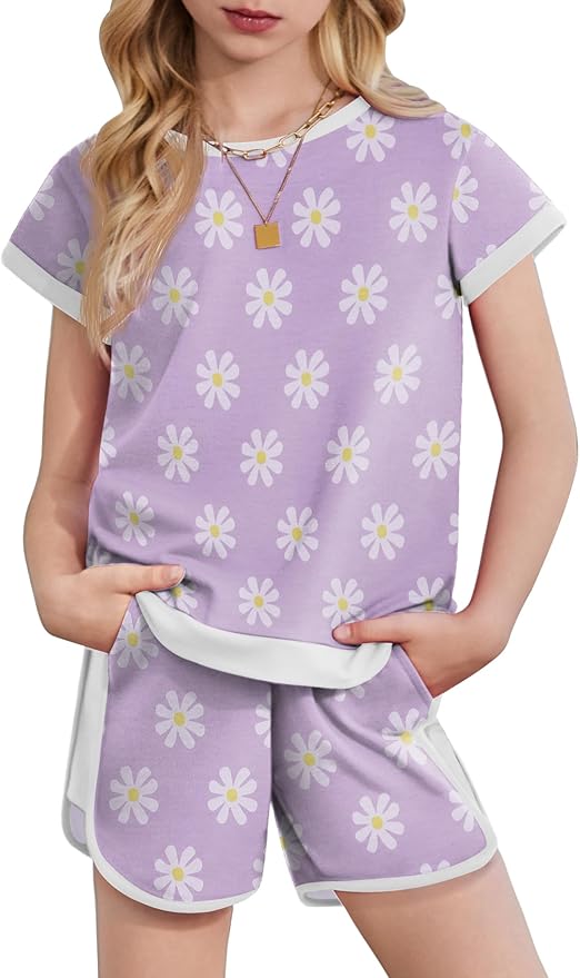Purple Color Block Short Set