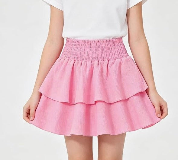 Ruffled Mini Skirt Pink