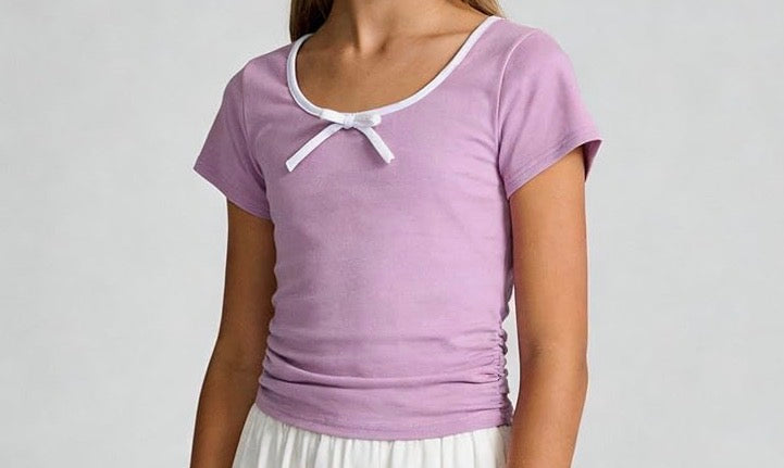 Short Sleeve Ruched Purple