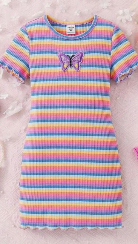 Butterfly Knit Dress Striped