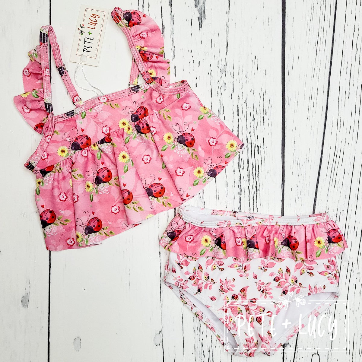 Sweet Ladybug Swim Suit 2 piece Short Sleeve